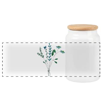 flower meadow blue tones dry flowers - Panoramic Cookie Jar with Wooden Lid - white - Front