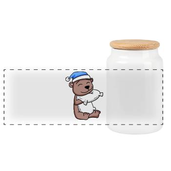 Bébé ours - Boîte à biscuits avec couvercle en bois - blanc - Devant