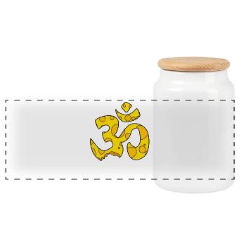 Cheese OM sign - Panoramic Cookie Jar with Wooden Lid - white - Front
