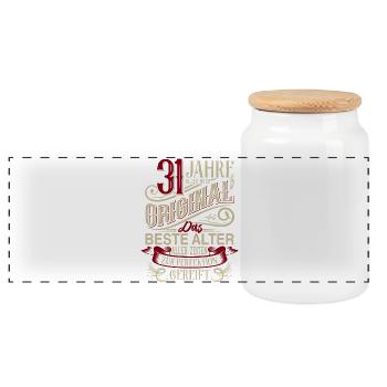 31. Geburtstag Vintage Retro - Panorama Keksdose mit Holzdeckel - Weiß - Vorne