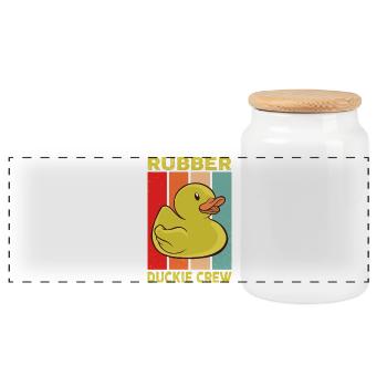 Canard en caoutchouc Équipage de canard en caoutchouc - Boîte à biscuits avec couvercle en bois - blanc - Devant