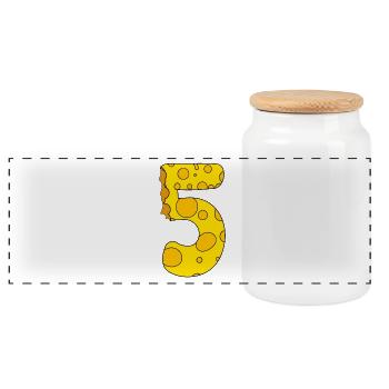 Number 5 Digit Cheese - Panoramic Cookie Jar with Wooden Lid - white - Front