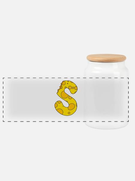 Buchstabe S - Panorama Keksdose mit Holzdeckel - Weiß