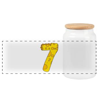 Number 7 Digit Cheese - Panoramic Cookie Jar with Wooden Lid - white - Front