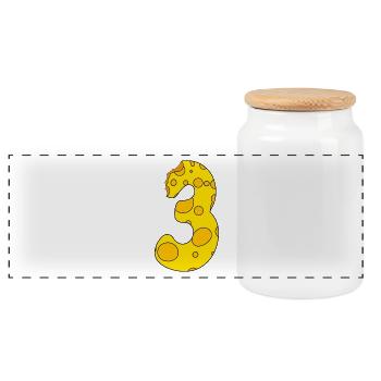 Number 3 Digit Cheese - Panoramic Cookie Jar with Wooden Lid - white - Front