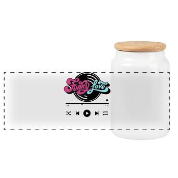 Funky Love - Panoramic Cookie Jar with Wooden Lid - white - Front