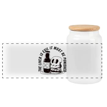 The liver is evil and is punished - Panoramic Cookie Jar with Wooden Lid - white - Front