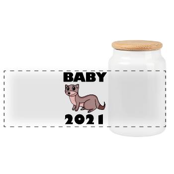 Baby 2021 - Panorama Keksdose mit Holzdeckel - Weiß - Vorne