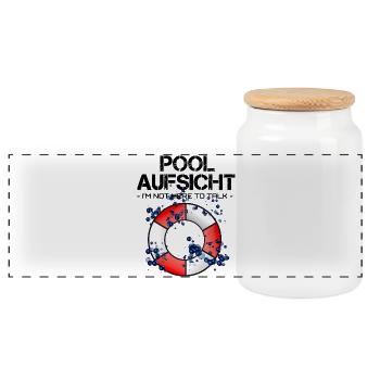 Aufsicht Rettungsschwimmer - Panorama Keksdose mit Holzdeckel - Weiß - Vorne