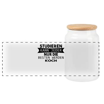 Koch Geschenk - Panorama Keksdose mit Holzdeckel - Weiß - Vorne