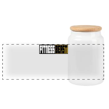 Motif du logo de la Bête du Fitness - Boîte à biscuits avec couvercle en bois - blanc - Devant
