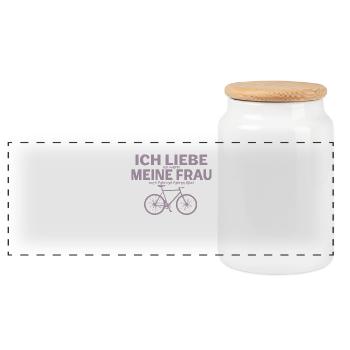 Fahrradfahrer ich liebe meine Frau - Panorama Keksdose mit Holzdeckel - Weiß - Vorne