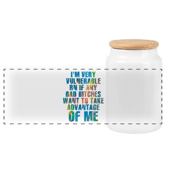 I'm Very Vulnerable RN - Panoramic Cookie Jar with Wooden Lid - white - Front