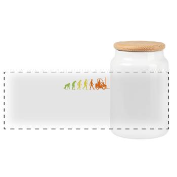 Évolution vers un cariste - Boîte à biscuits avec couvercle en bois - blanc - Devant