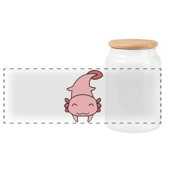 Sweet axolotl - Panoramic Cookie Jar with Wooden Lid - white - Front