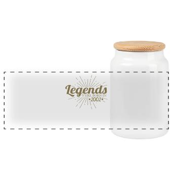 Legends were born in 2002 Birthday Retro - Panoramic Cookie Jar with Wooden Lid - white - Front