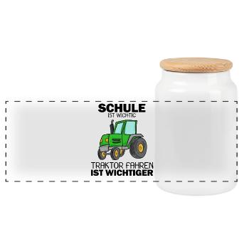 Trecker Bauer Landwirt Traktor Junge Geschenk - Panorama Keksdose mit Holzdeckel - Weiß - Vorne