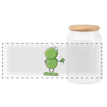 Lustiger Peace Frosch I Frosch Cartoon MODARTIS - Panorama Keksdose mit Holzdeckel - Weiß - Vorne