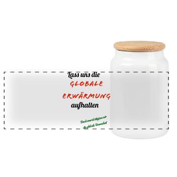 Globale Erwärmung mit Humor - Panorama Keksdose mit Holzdeckel - Weiß - Vorne