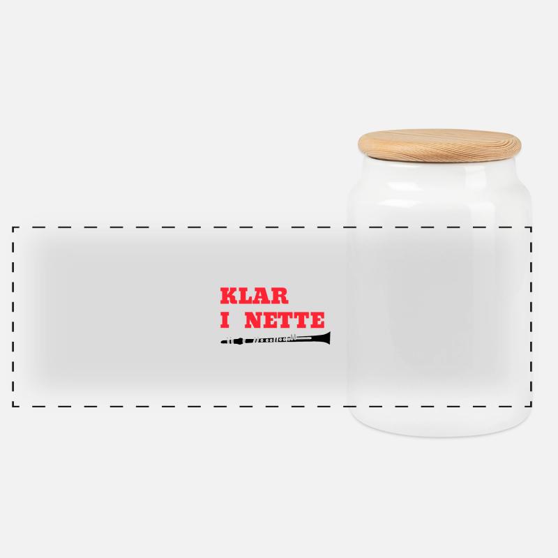 KLAR bin I a NETTE Klarinette Wortspiel - Panorama Keksdose mit Holzdeckel - Weiß