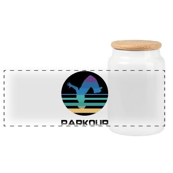 Parkour - Panorama Keksdose mit Holzdeckel - Weiß - Vorne