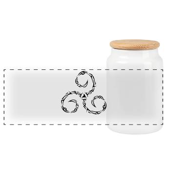 Triskèle Tribal Celte Breton - Boîte à biscuits avec couvercle en bois - blanc - Devant