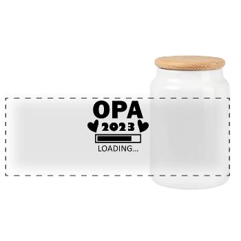 Opa loading 2023 - Opa werden - Bald Opa - Panorama Keksdose mit Holzdeckel - Weiß - Vorne