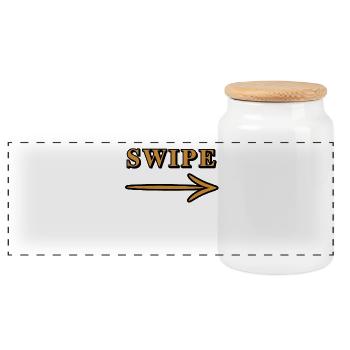 Swipe Arrow Direction Design - Panoramic Cookie Jar with Wooden Lid - white - Front