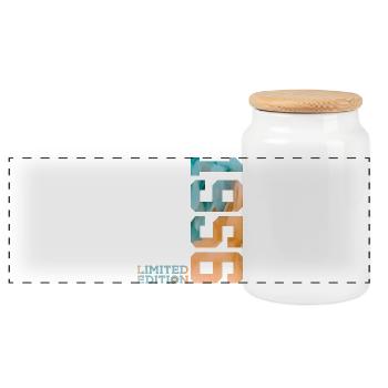 70TH BIRTHDAY LIMITED EDITION 1956 - Panoramic Cookie Jar with Wooden Lid - white - Front