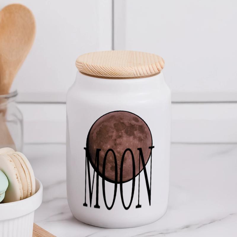 Cradle - Ruby Red Moon Panoramic Cookie Jar with Wooden Lid