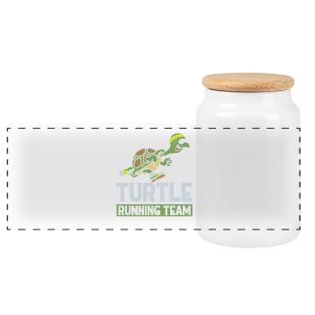 Turtle running team neu - Panorama Keksdose mit Holzdeckel - Weiß - Vorne