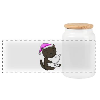 Chat race de chat La Havane - Boîte à biscuits avec couvercle en bois - blanc - Devant
