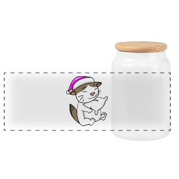 Chat race de chat RagaMuffin - Boîte à biscuits avec couvercle en bois - blanc - Devant