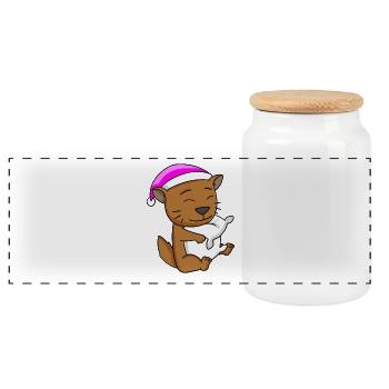 Chat race de chat Somali - Boîte à biscuits avec couvercle en bois - blanc - Devant