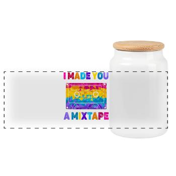 Retro Vintage I Made You A Mixtape 80's 90's Costu - Panorama Keksdose mit Holzdeckel - Weiß - Vorne