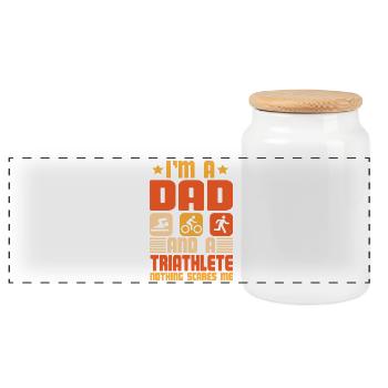 I'm A Dad And A Triathlete Nothing - Panoramic Cookie Jar with Wooden Lid - white - Front