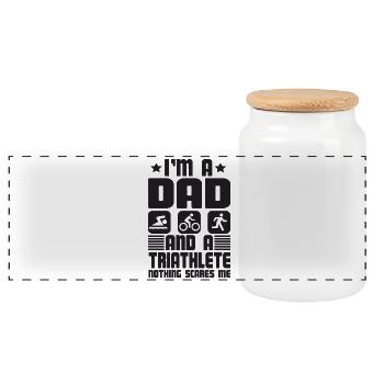I'm A Dad And A Triathlete Nothing - Panoramic Cookie Jar with Wooden Lid - white - Front
