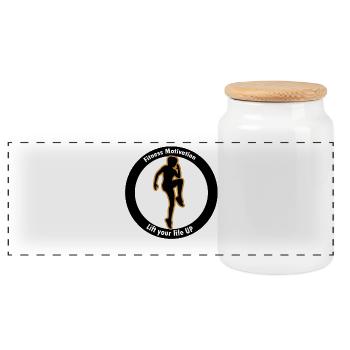 Strength Silhouette Fitness Motivation - Panoramic Cookie Jar with Wooden Lid - white - Front