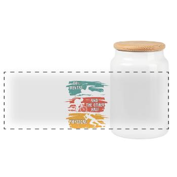 Triathlon 90% Mental et l’autre moitié - Boîte à biscuits avec couvercle en bois - blanc - Devant