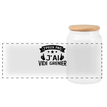 Je peux pas j’ai vide grenier idée cadeau humour - Boîte à biscuits avec couvercle en bois - blanc - Devant