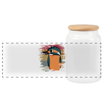 Kingfisher Blue Bird Rétro - Boîte à biscuits avec couvercle en bois - blanc - Devant