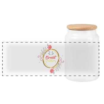 Braut Hochzeit JGA Heirat - Panorama Keksdose mit Holzdeckel - Weiß - Vorne