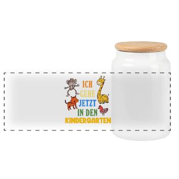 Kindergarten Zoo Tiere - Panorama Keksdose mit Holzdeckel - Weiß - Vorne