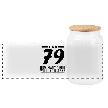 Ich bin 79 – 79. Geburtstag Geschenk - Panorama Keksdose mit Holzdeckel - Weiß - Vorne