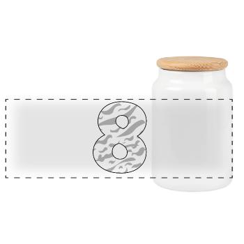 8 - Panoramic Cookie Jar with Wooden Lid - white - Front
