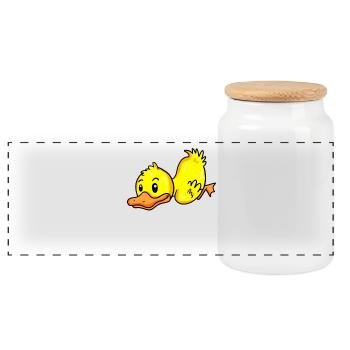 Duck - Panoramic Cookie Jar with Wooden Lid - white - Front