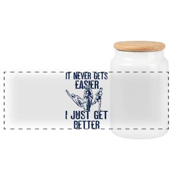 It will never be easier triathlon - Panoramic Cookie Jar with Wooden Lid - white - Front