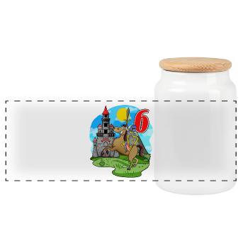 Chevalier 6ème Anniversaire 6 Ans Jeune Cadeau - Boîte à biscuits avec couvercle en bois - blanc - Devant
