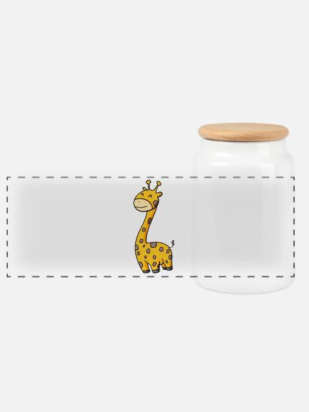 Lustige Komische Giraffe - Panorama Keksdose mit Holzdeckel - Weiß