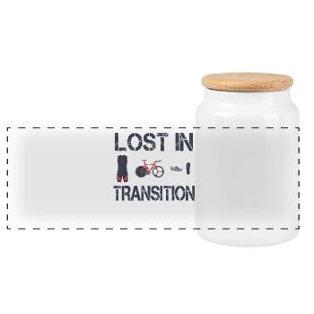 Lost In Transition Triathlete Triathlon - Panoramic Cookie Jar with Wooden Lid - white - Front